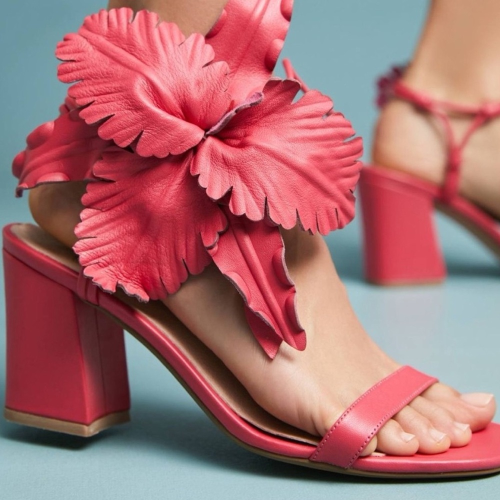 Cecelia New York Pink Hibiscus Block Heels